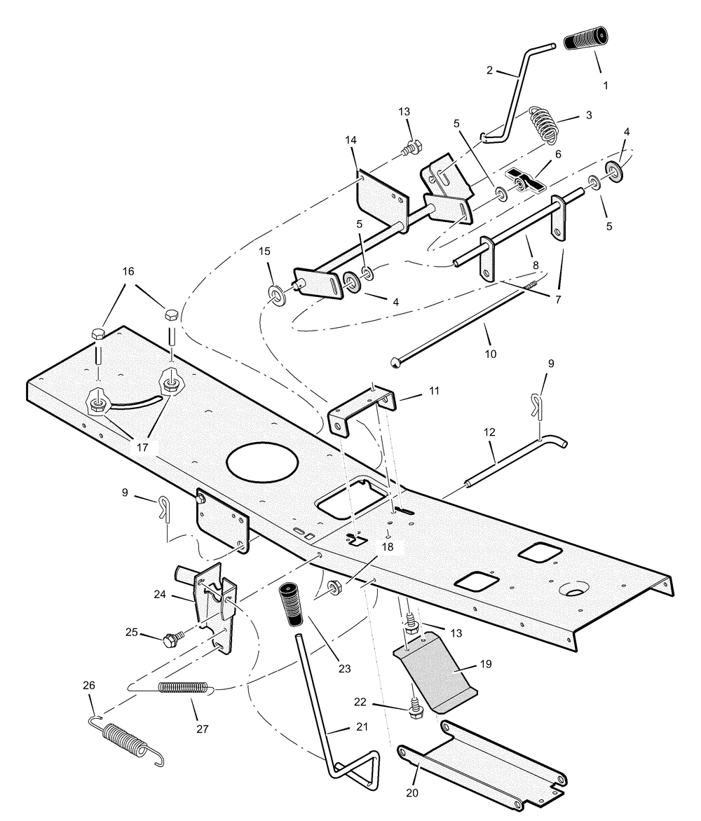 Mower Housing Suspension Diagram and Parts List for 309000X8A  Briggs and Stratton Lawn Tractor